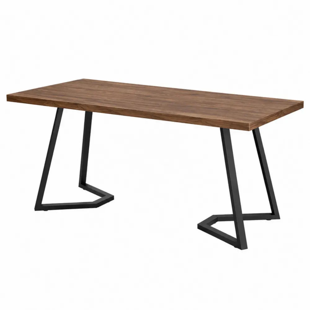 Escritorio mesa rectangular 120x60x75 cm madera ingeniería marrón con estructura metálica negra